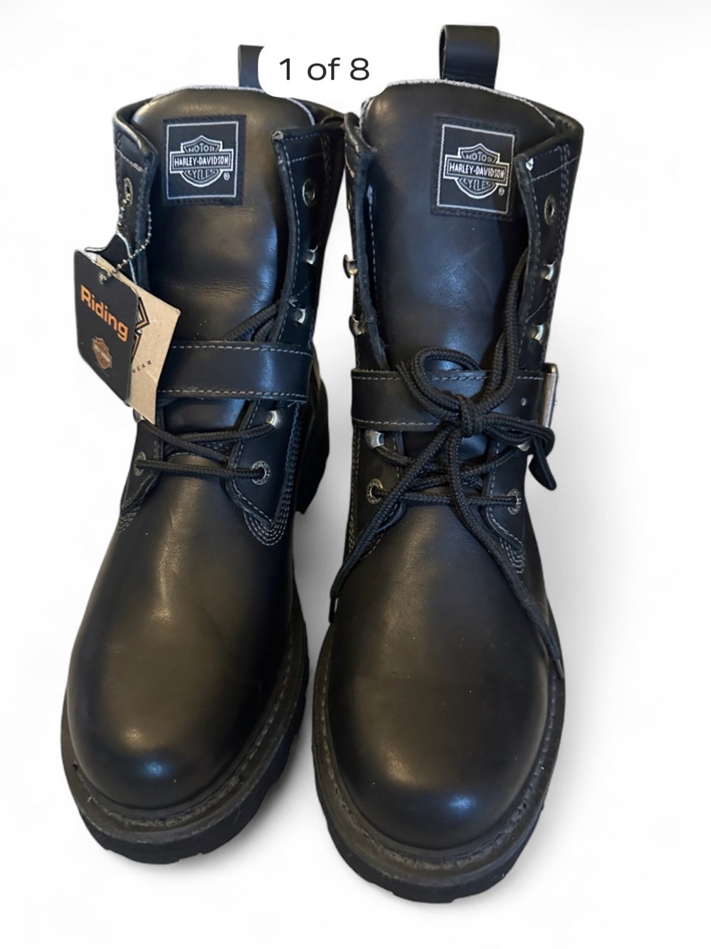 Harley-Davidson Black Leather Lace-Up Motorcycle Boots